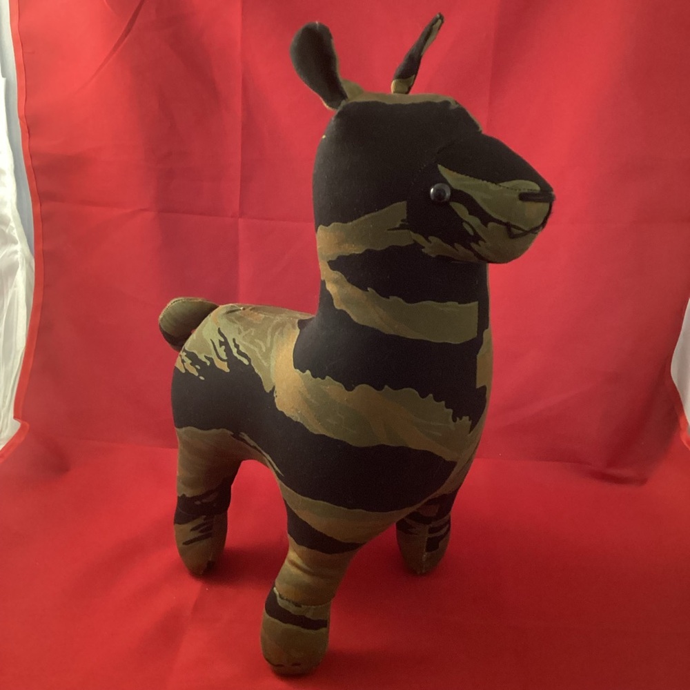Monkey Collective camo frabric Stuffed Llama